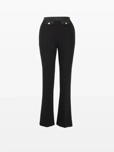 Pantaloni negri cu margine din saten