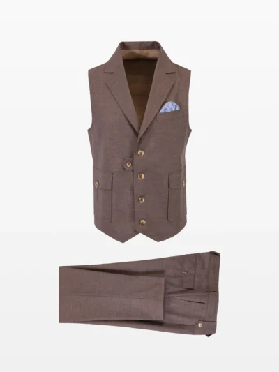 Set Vesta și pantaloni maron